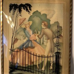 (8) 6” x 8”, Antique Beveled And Stenciled Glass Pictures and frames