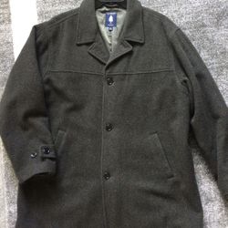 ROUNDTREE & YORKE MENS XL BROWN WOOL DRESS COAT PEACOAT OVERCOAT BUSINESS WORK