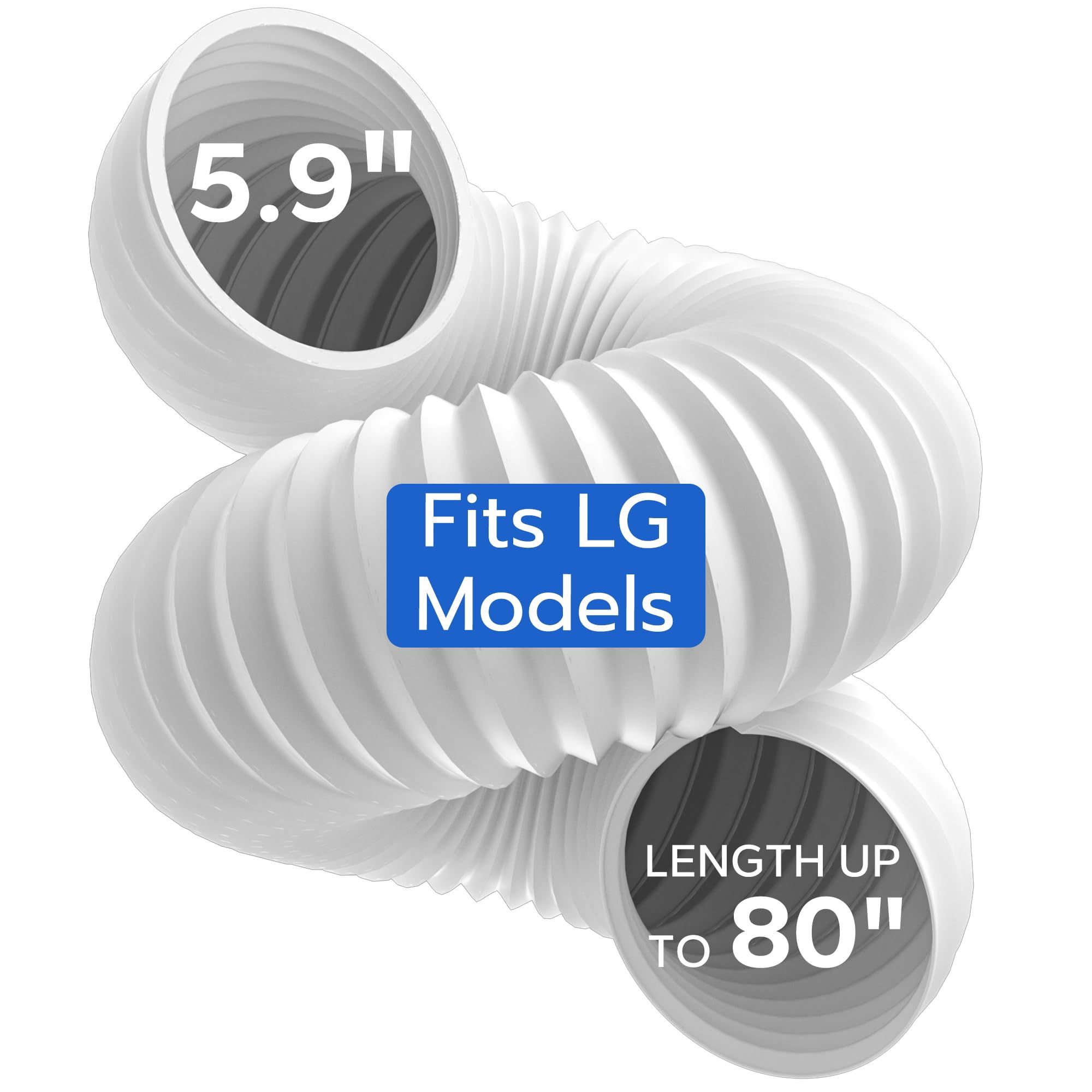 Cestluck Flexible AC Exhaust Hose, 5.9" Diameter Counterclockwise AC Hose, Length To 80", Portable Air Conditioner Vent Hose Compatible With Delonghi 