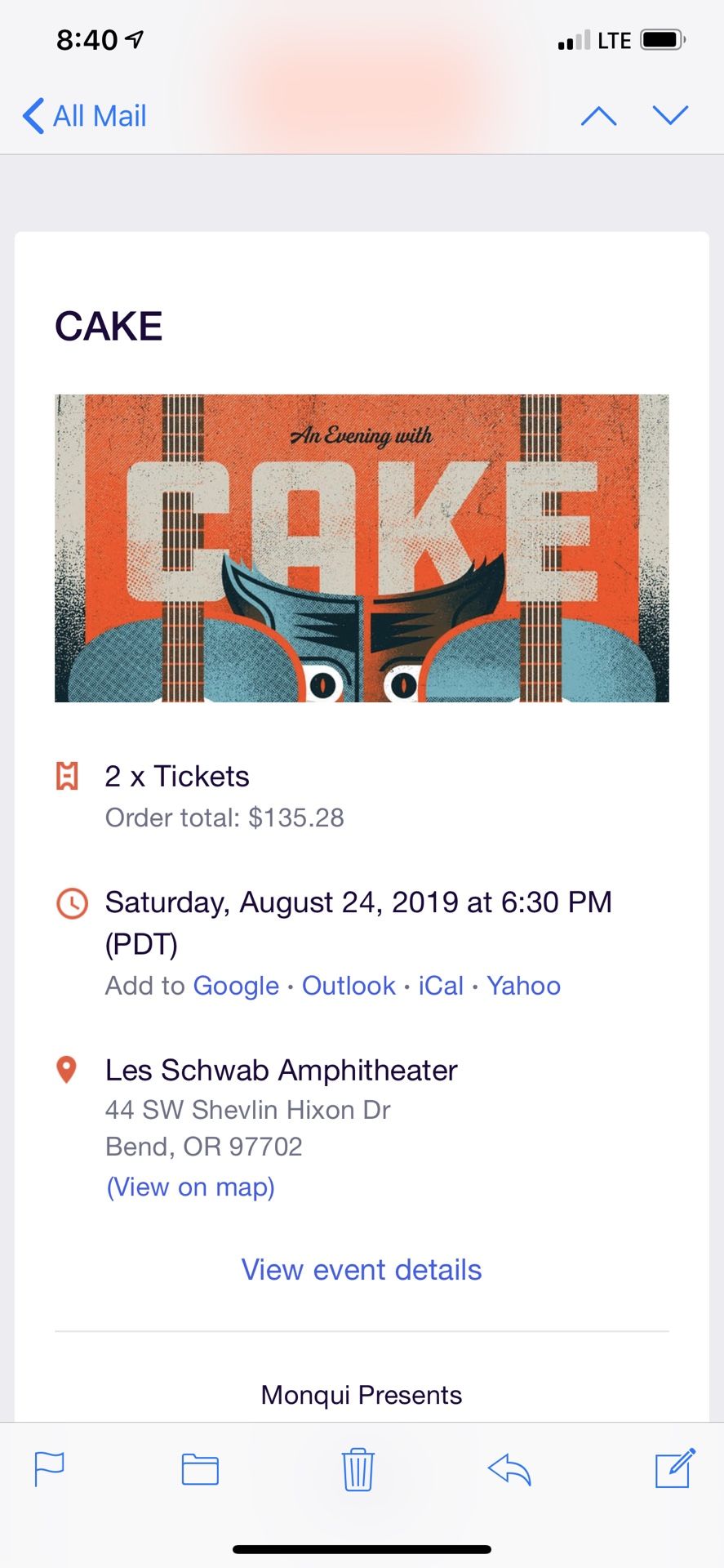 2 - Cake Tickets in Bend