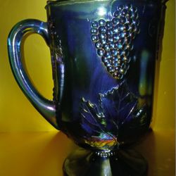 Riveria Blue Carnival Glass Pitcher 
