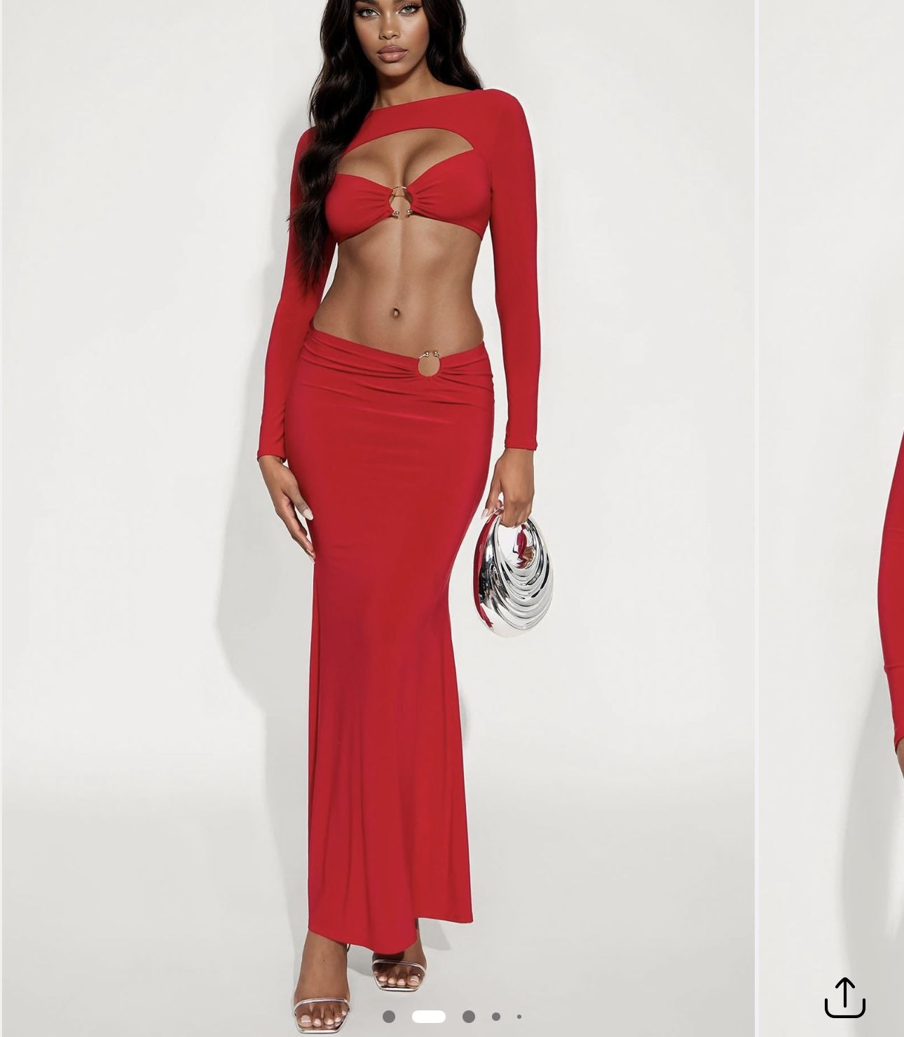 Red two piece Skirt Set