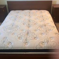 Night Stand Set With Drawers And A Perfect Condition Bed With A Hybrid Wonderful Mattress