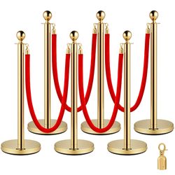 6pcs gold stanchions with red carpet