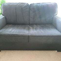 Black Suede Silver Button Ashley Furniture Two Seat Couch