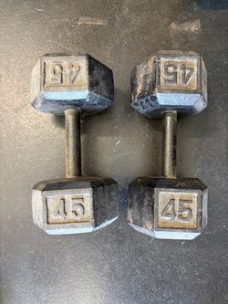 Pair of 45 lb Hex Dumbbells