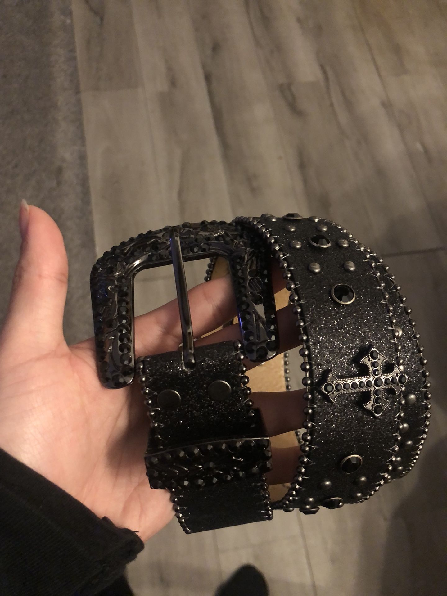 Black Rhinestone Leather belt