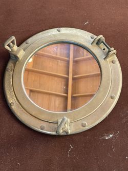 Brass Nautical Porthole Mirror – Hinged – 11.75”