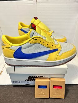Nike Jordan 1 Low Travis Scott Elkins High Canary Yellow Size 9.5 Men