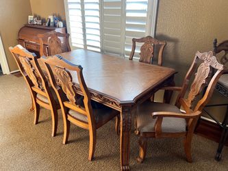 Inlaid Wood Dining set, 5 chairs