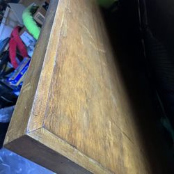 Large Solid Wood Table Top With Glass Cut To Match