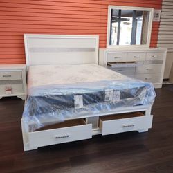 Four Piece Queen Bedroom Set Queen Bedroom Dresser Mirror And Nice And Miranda White