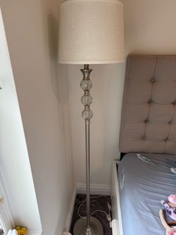 Floor Lamp with Crystal Orbs and Drum Shade