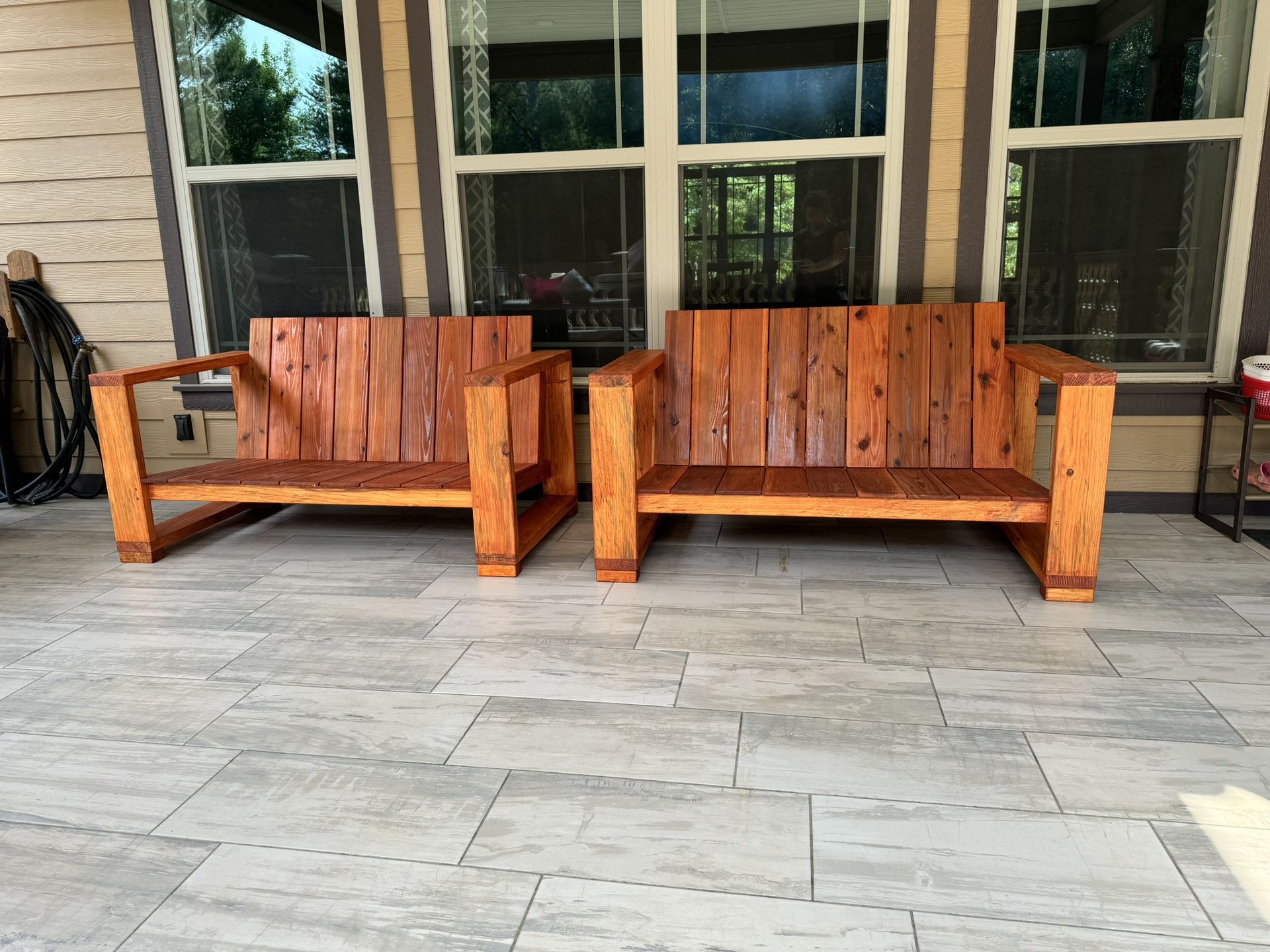 Cedar Love Seat Solid Wood Outdoor Furniture