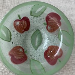 Villeroy & Boch handpainted green fused art glass round bowl set of 8