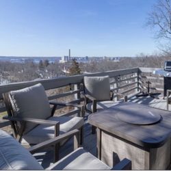 4 Chair Patio Set w/ Center Propane Fire-pit