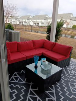 Patio set and large outdoor rug, always Stored Inside