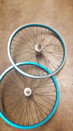 Blue Bmx bike rims