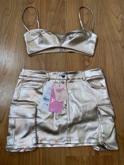 New BRATZ x Oh Polly UK Designer Brand Champagne Bralette Skirt Set Women’s Size 6
