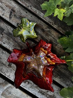 Turkish glass maple leaf platter