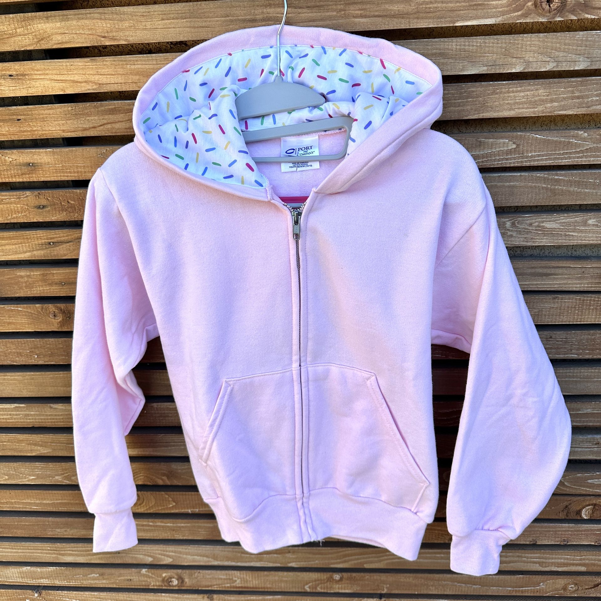 Girls Size 10 /12 Pink Hoodie With Sprinkles 