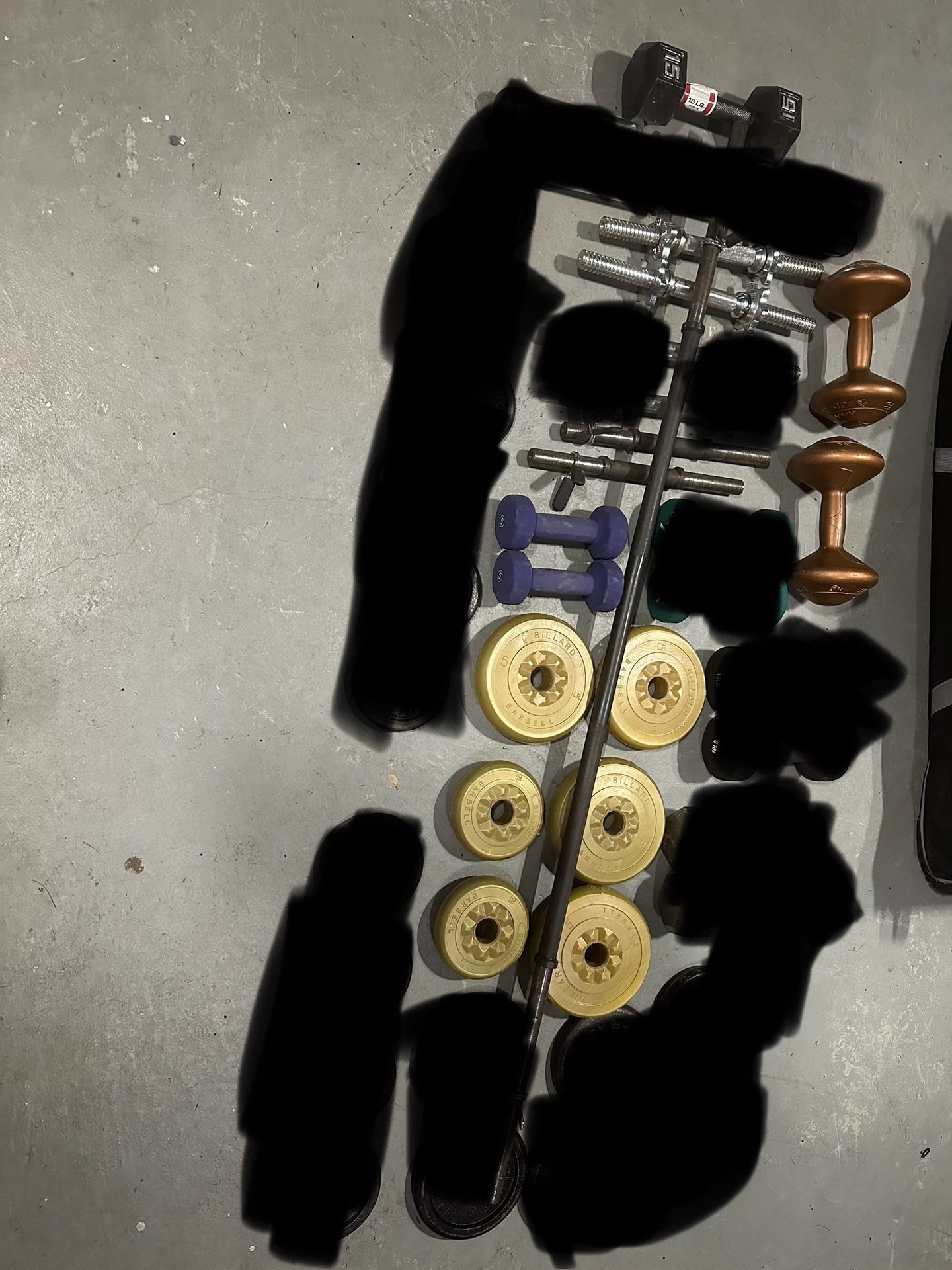 Weight Plates Dumbbells And Weight Lifting Pole!!