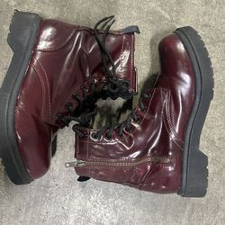 Burgundy Combat Boots