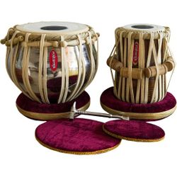 MAHARAJA Student Tabla Drum Set, Basic Tabla Set, Steel Bayan, Dayan with Hammer, Cushions & Cover - Perfect Tablas for Students and Beginners (PDI-IB