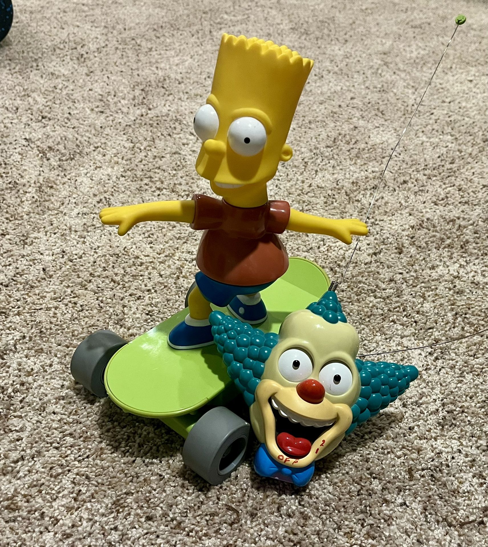 Vintage RC Toy - Skateboarding Bart Simpson with Krusty Remote