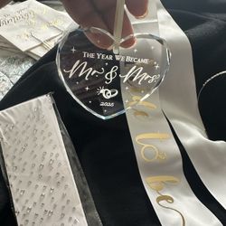 Wedding Long Gloves, Fishnet Stockings Crystal Heart Mrs And Mr Keepsake 