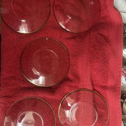 Fostoria American Vintage Gold Trim > Luncheon Plates 8 Set of 5 Beautiful...