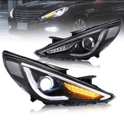 Drl Headlights For Hyundai Sonata 2011-2014 Projector Headlamps 