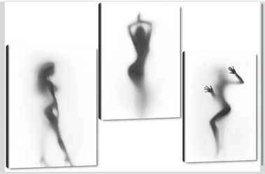 Sexy bathroom canvas framed set of 3