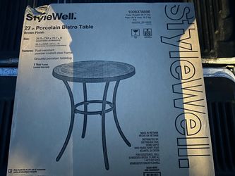 StyleWell 27in Porcelain Bistro Table Brown finish
