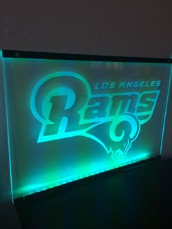 Rams logo neon light up glass frame