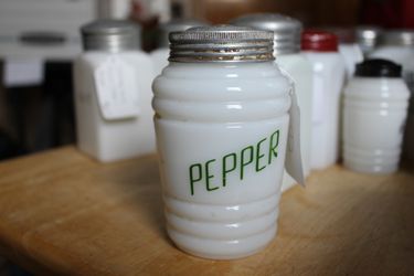 Hazel Atlas Milk Glass "Green" Pepper Shaker