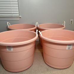 Pillowfort Kid’s Storage Bin With Woven Handles, Pink Jumbo Round Toy Bucket