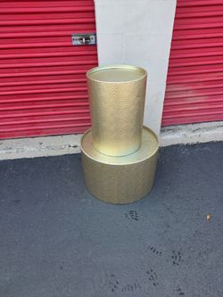 Gold Hammered Metal Cylinder Planters Set of 2