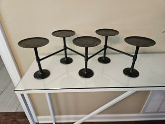 Pottery Barn 5 Pilliar Candle Cast Iron Adjustable Shape Holder