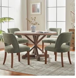 VKNOW Wooden Dining Chairs Set of 4, Modern Fabric Upholstered Dining Room Chair Kitchen Chairs