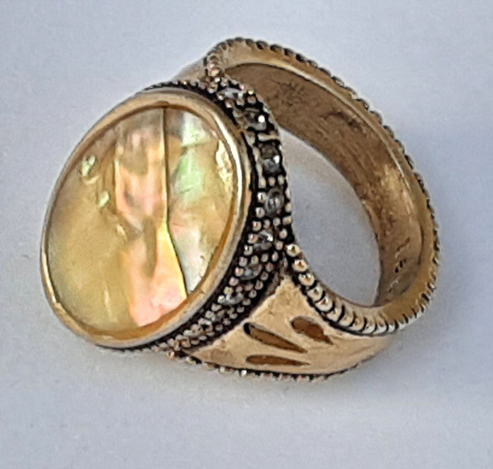 Lia Sophia costume jewelry signed ring w rhinestone border SIZE 8.5