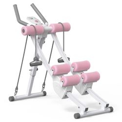 Pink And White Dual-Track Ab Machine with Separated Sliders for Advanced