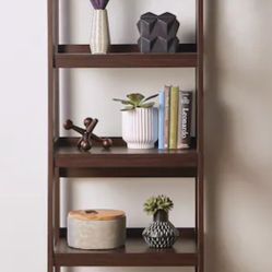 allen + roth Dark walnut Composite 5 -Shelf Ladder Bookcase (20.5-in W x 72-in H x 18-in D) Finished