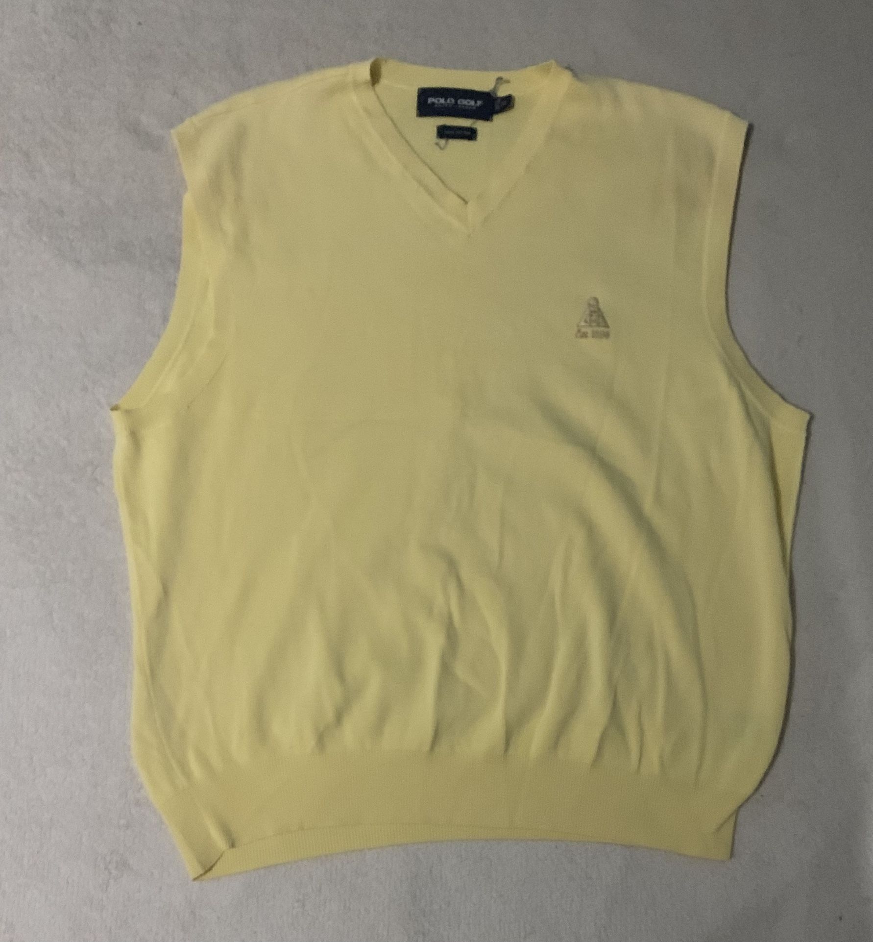 Vintage Polo Golf Ralph Lauren Sweater Vest Size Medium Yellow V-Neck