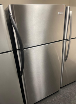 Frigidaire Top Freezer Fridge – Stainless, Clean Inside