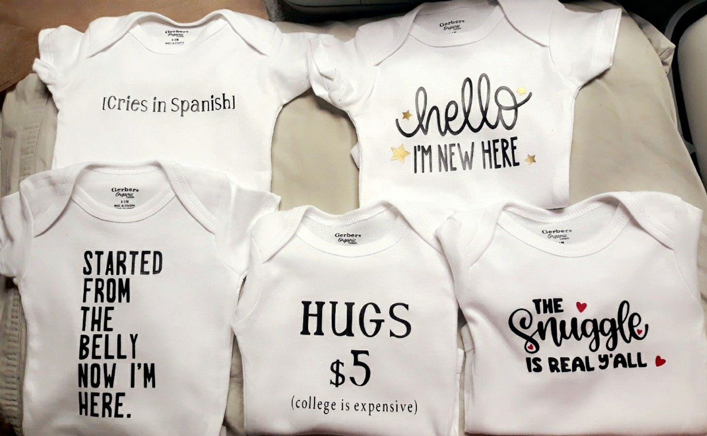 Custom made baby onesies/shirts