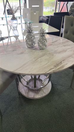 ROUND DINING TABLE - MARBLE & SILVER BASE 👌🏻👌🏻