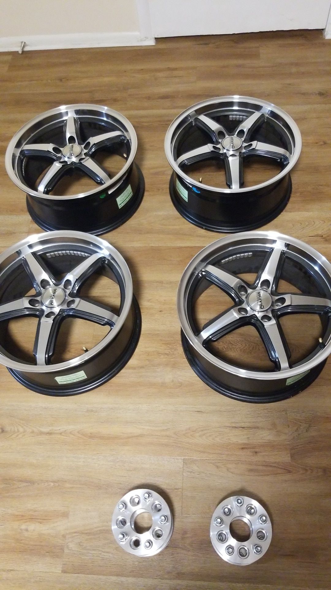 (17")Rims and adapters .. 5 x 112 with 5x100 to 5x112.. 1" adapters