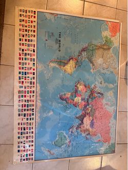 52 inch by 38 inch world map