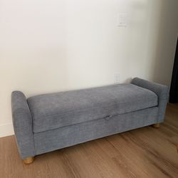 Blue  Gray Ottoman (can deliver for a fee)